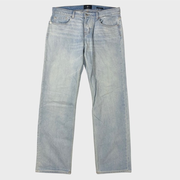 7 For All Mankind Austyn Jeans Men's 34x32 Light Wash Denim Straight Leg - Picture 1 of 13